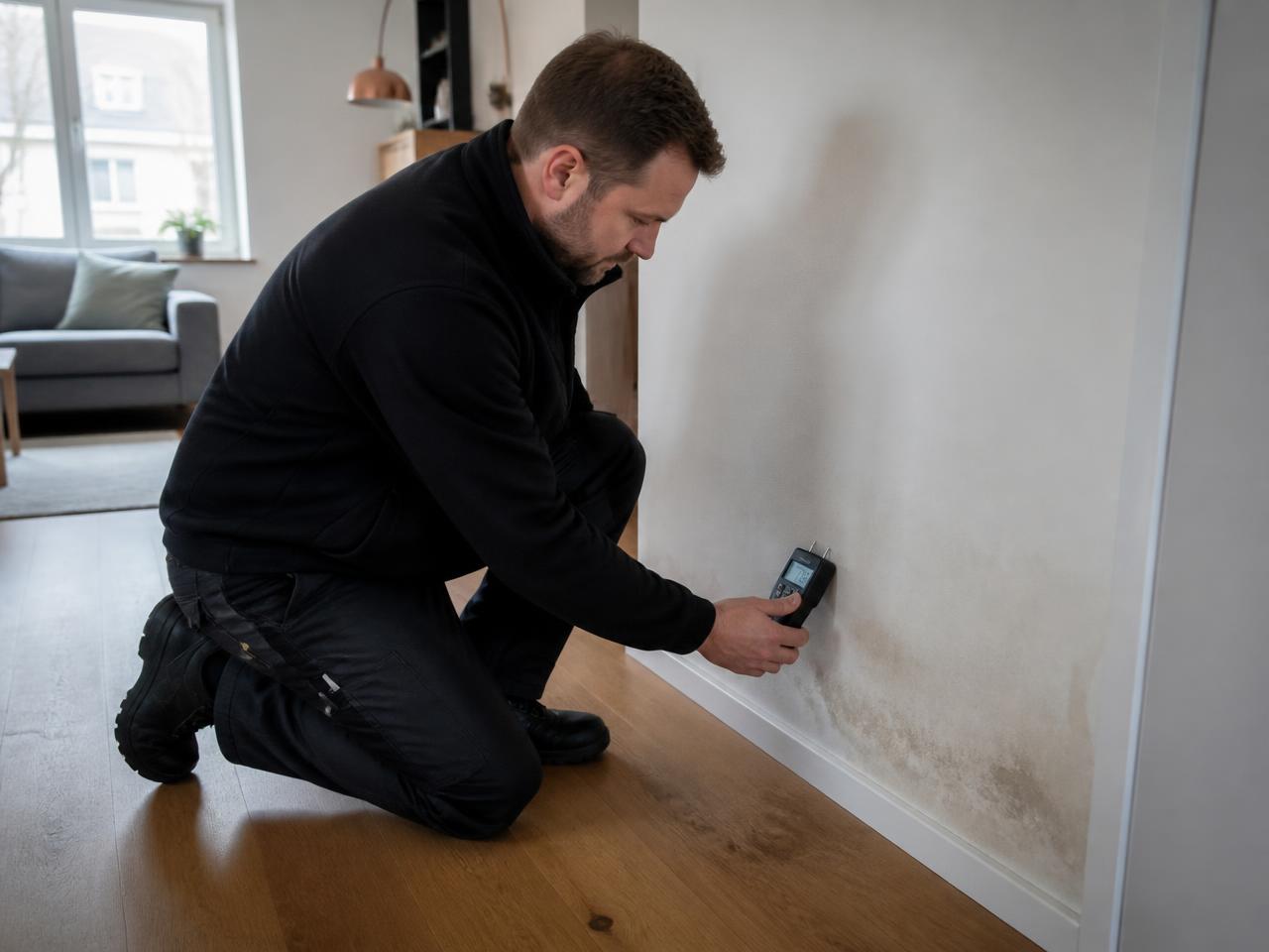 Feuchtemessung nach Wasserschaden in einer Wohnung in Berlin